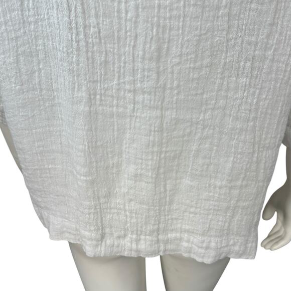 Pure Jill Linen Button Top Womens Size XS Gauze Crinkle Oversized White Summer - Picture 7 of 10